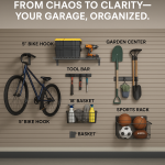 modulargaragestorageoverview Woodworker Express Blog Organized garage with modular HandiWALL storage and labeled accessories