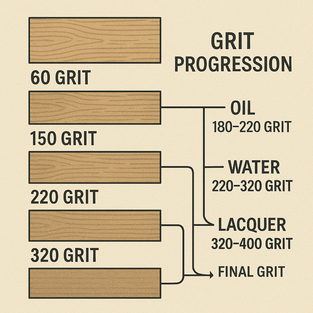 wood carving sanding progression 80 120 220 grit