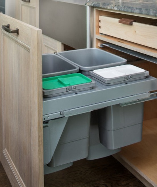 How to Install a Pull Out Trash Can in a Kitchen Cabinet (DIY ...