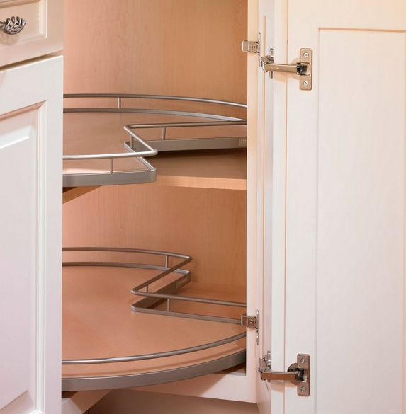 Super Susan Arena Style 28 2 Shelf Kidney Lazy Susan Kit wAttached Bearing ChromeAnthracite Kessebohmer