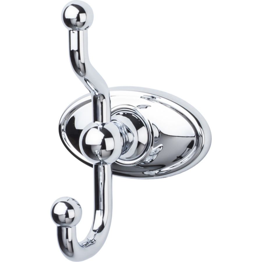 Top Knobs Edwardian Bath Double Robe Hook 5 Long with Oval Backplate Polished Chrome ED2PCC