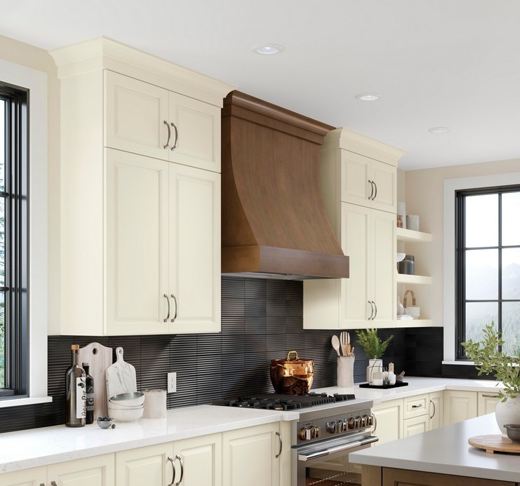 Omega National Products 36 Wide Paint Grade Waterfall Range Hood w Broan Liner R30C36SMB1XUF1