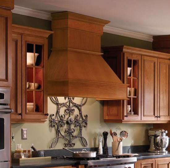 Omega National Products Signature Straight 30 Wide Maple Wood Wall Mount Range Hood with Broan Liner R2130SMB1MUF1